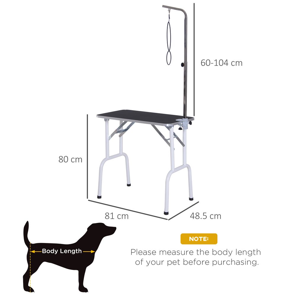 Dog Grooming Table Foldable with Adjustable Arm Max Load 30 KG 81x49x80 cm
