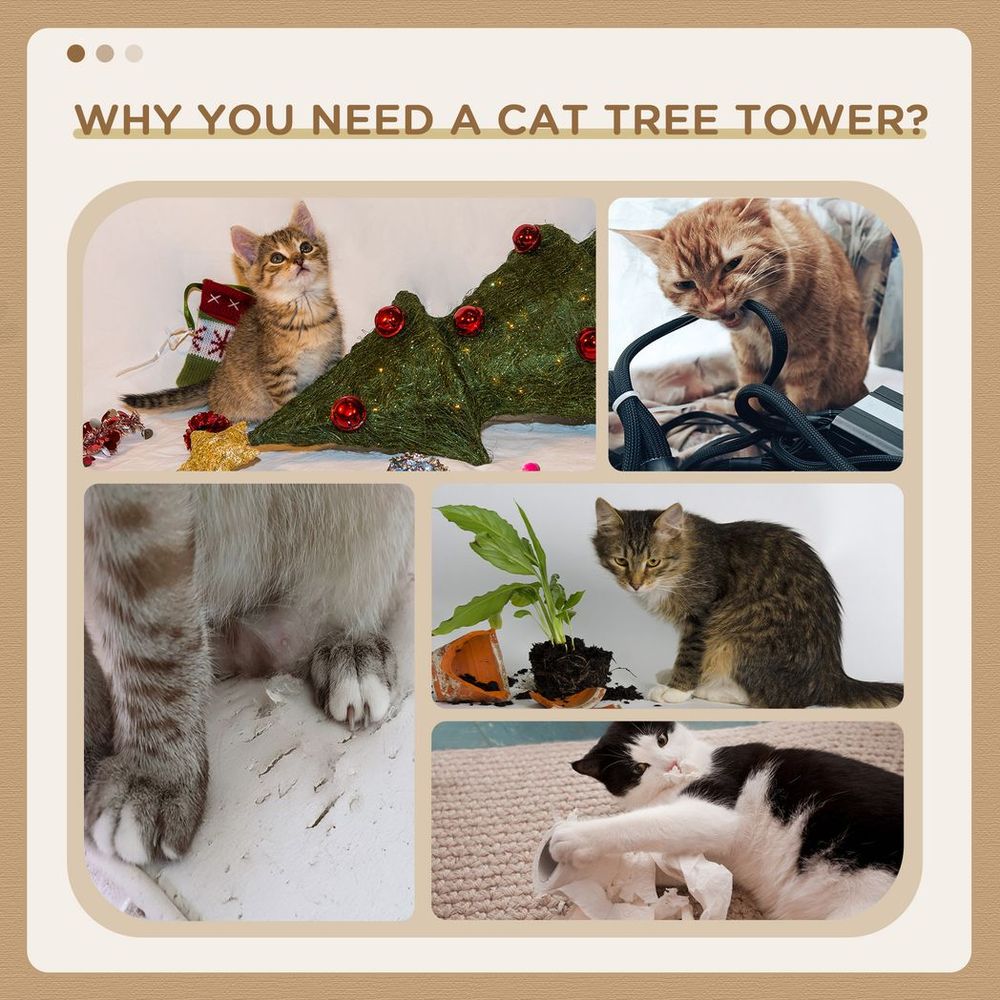 Cat Tree, Kitten Scratcher Activity Centre w/ Sisal Scratching Post, Toy Ball