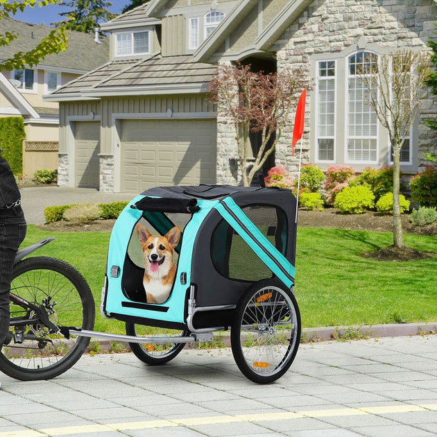 Pet Bicycle Trailer Dog Cat Bike Carrier Water Resistant W/ Hitch Coupler Green
