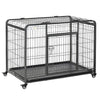 78x109cm Metal Dog Cage Kennel w/ Locking Door & Wheels Large Pets Pawhut