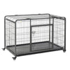 81x125cm Metal Dog Cage Kennel Locking Door & Wheels Extra Large Pets Pawhut